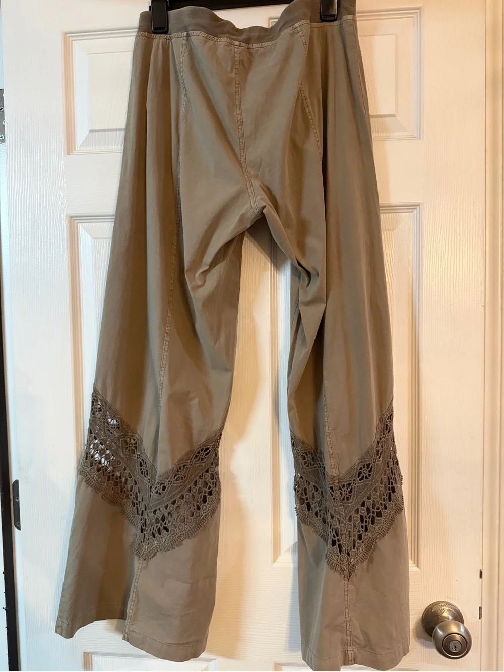 XCVI Olive Wide-Leg Pants with Crochet Trim - Picture 4 of 4